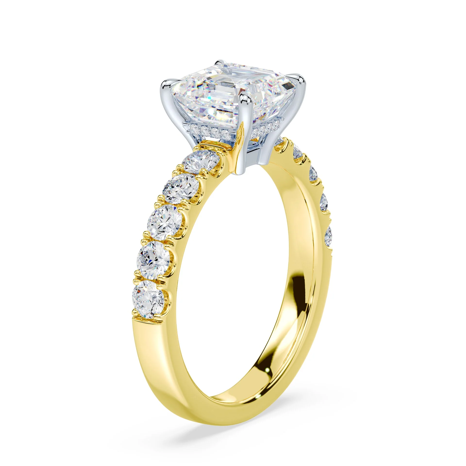 Asscher Low Profile Hidden Halo Wide Pave - Image 2