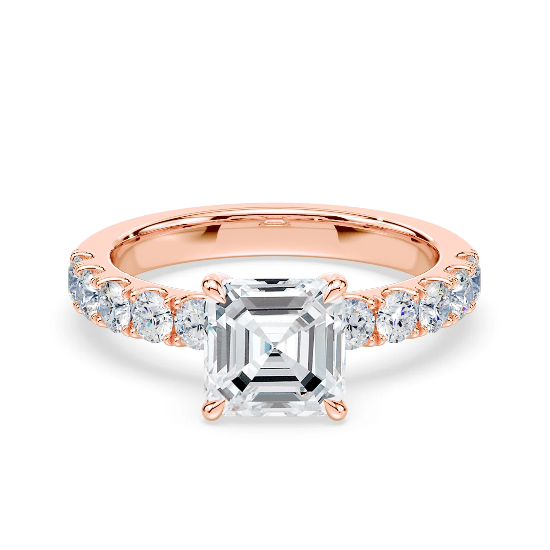 Asscher Low Profile Hidden Halo Wide Pave