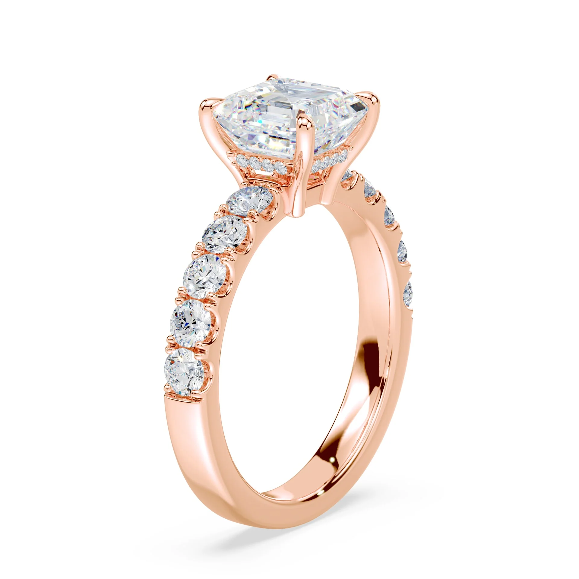 Asscher Low Profile Hidden Halo Wide Pave - Image 2