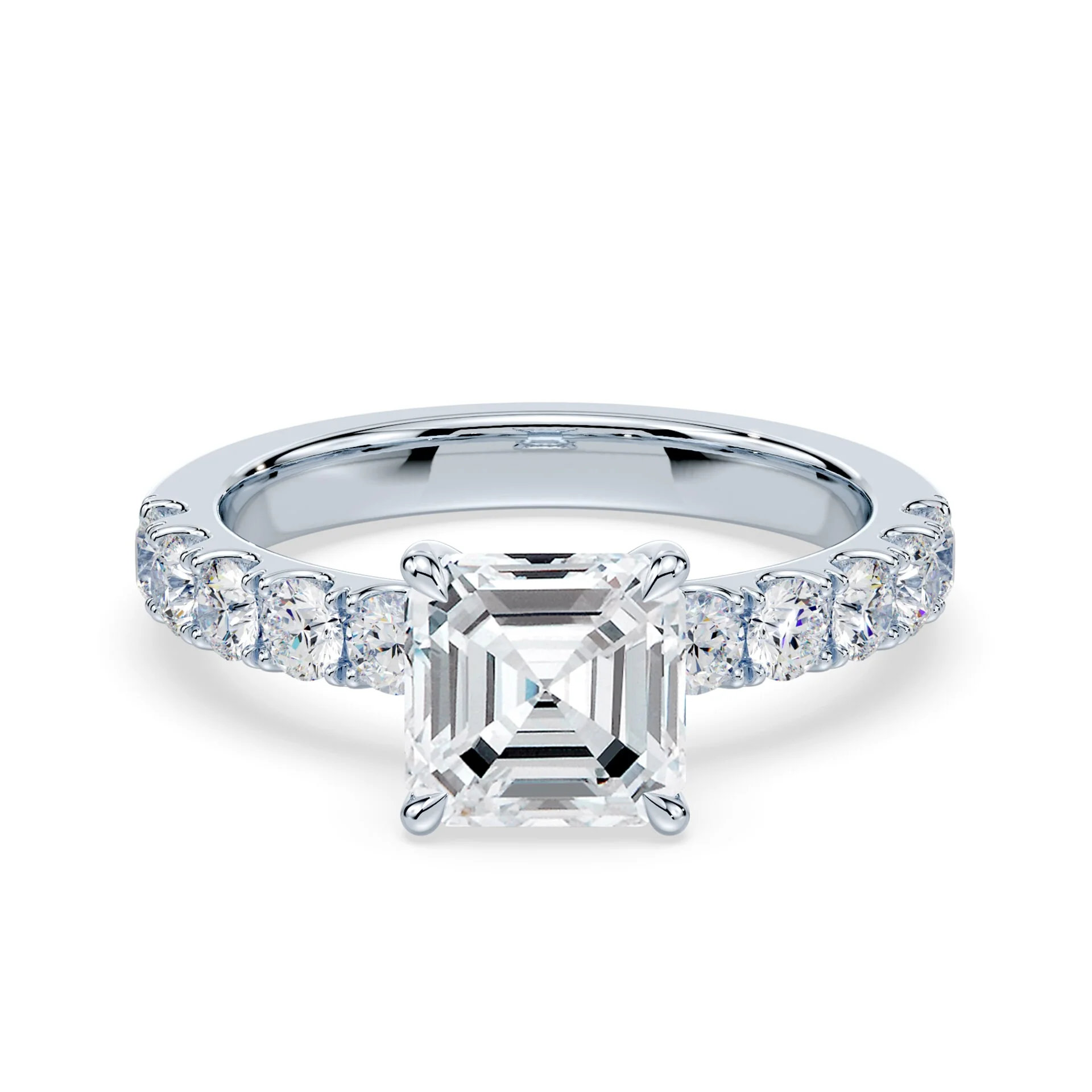Asscher Low Profile Hidden Halo Wide Pave