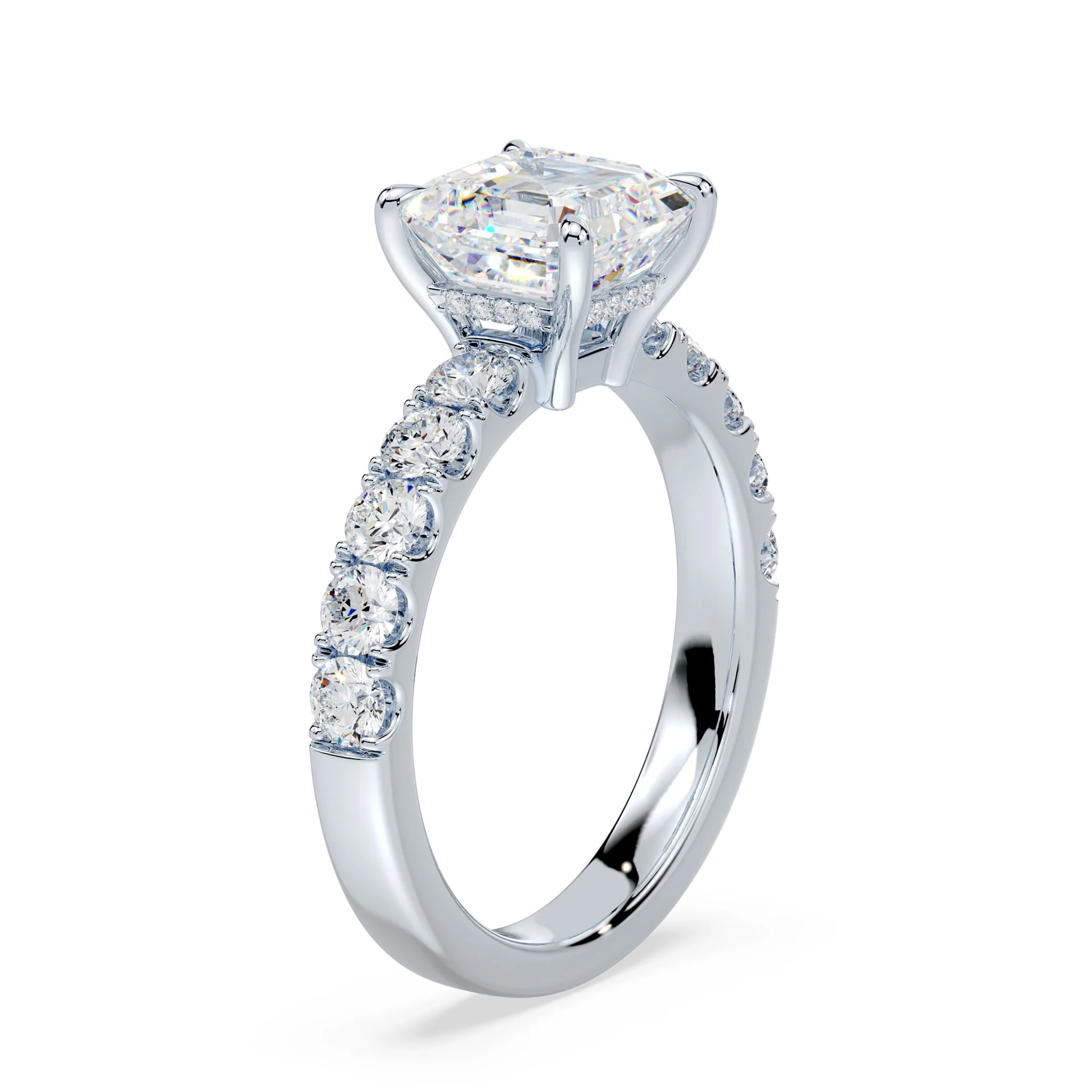 Asscher Low Profile Hidden Halo Wide Pave - Image 2