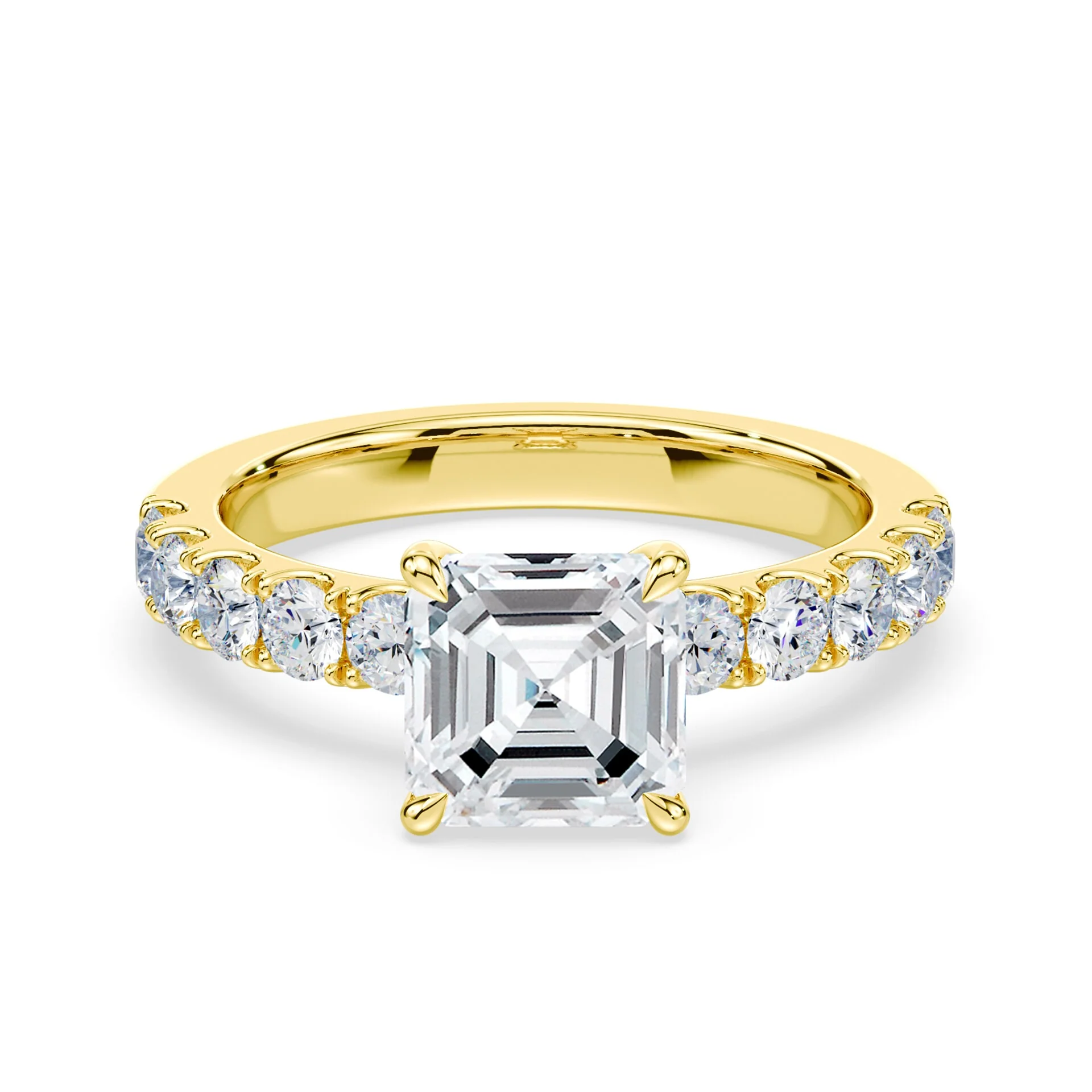 Asscher Low Profile Hidden Halo Wide Pave