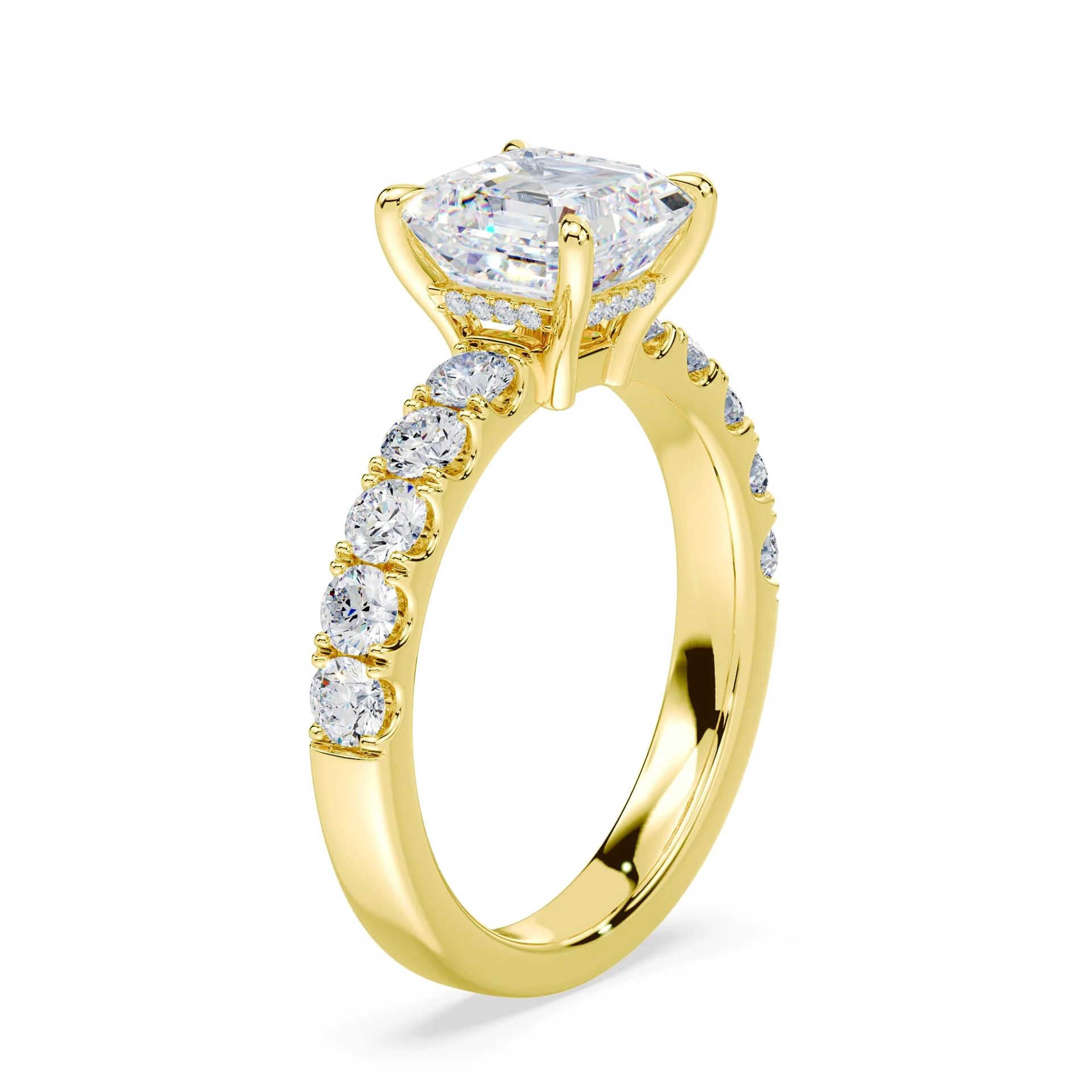 Asscher Low Profile Hidden Halo Wide Pave - Image 2