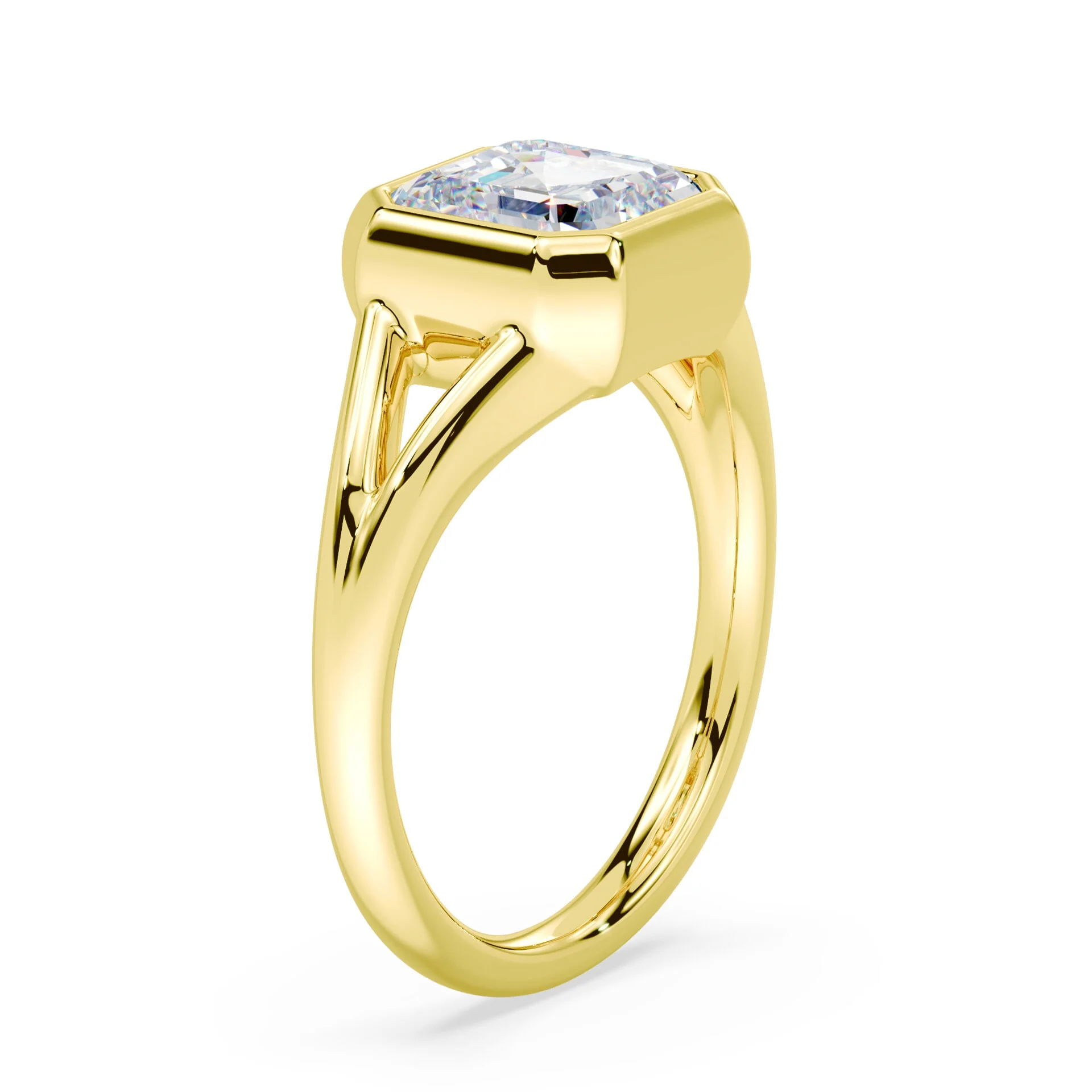 Asscher Cut Low Split Shank Bezel Ring - Image 2