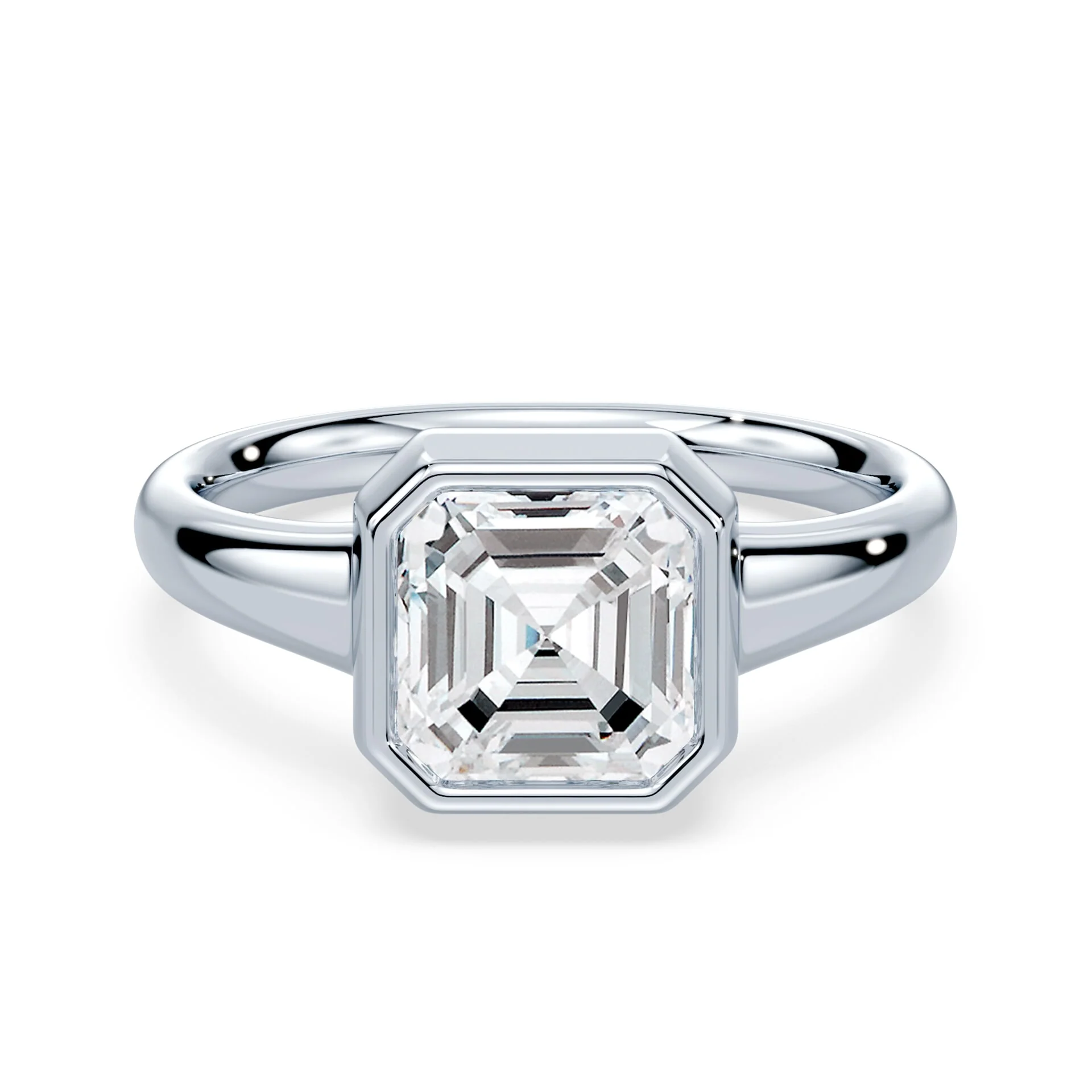 Asscher Cut Low Wide Bezel Ring