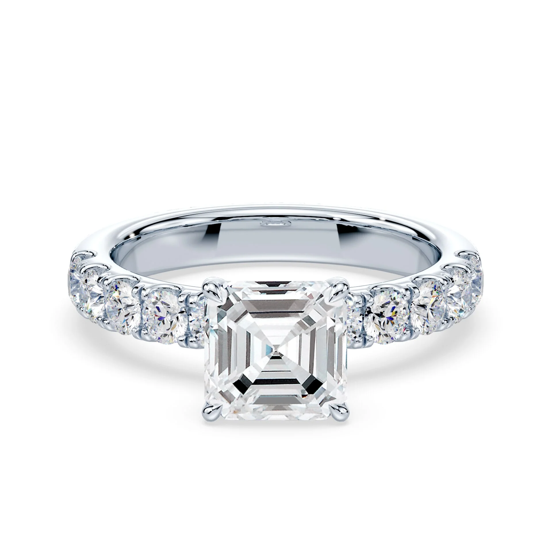 Asscher Cut Wide Pave Ring