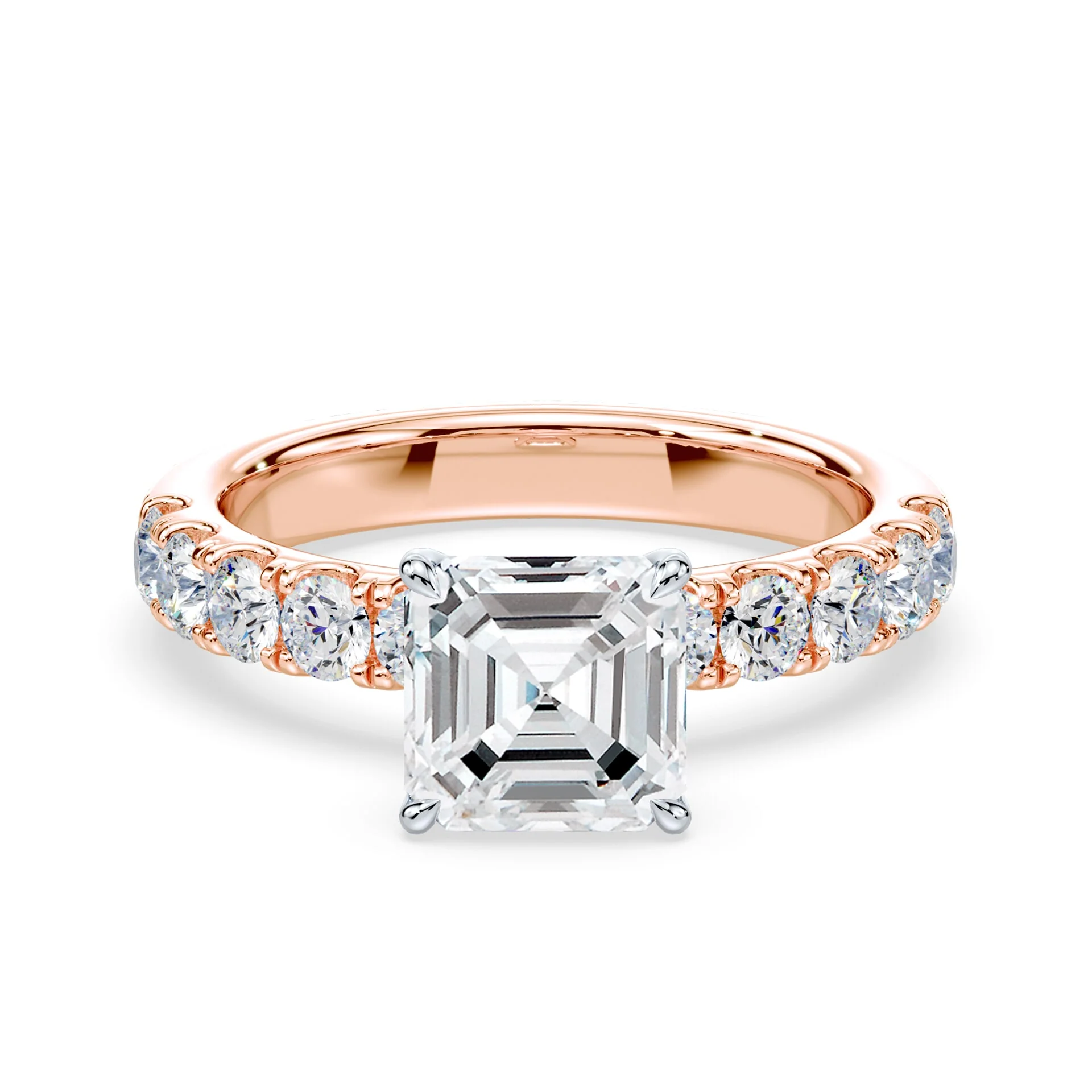 Asscher Cut Wide Pave Ring