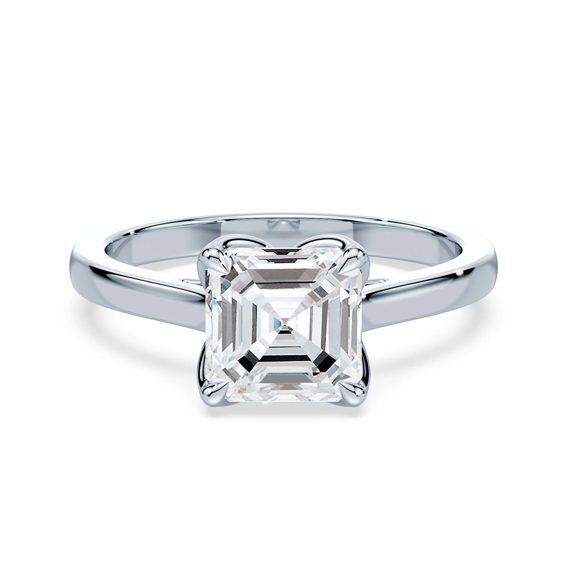 Asscher Tulip Cathedral Ring