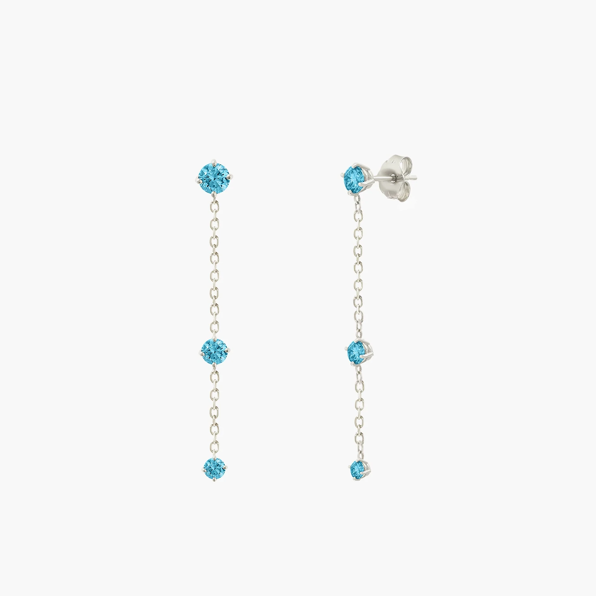 Blue Diamond Drop Earrings - Image 2