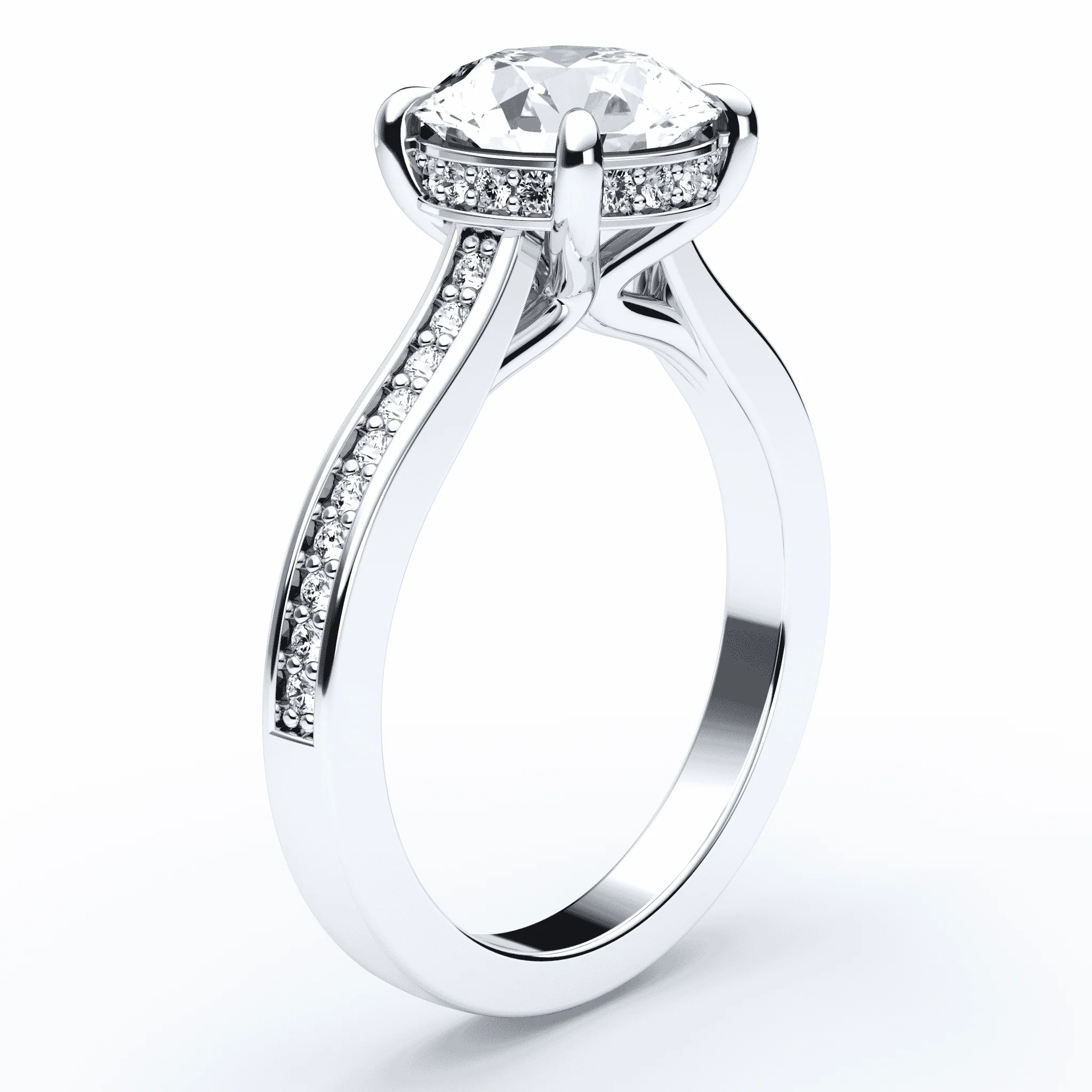 Cathedral Hidden Halo Bead Set Ring - Image 2