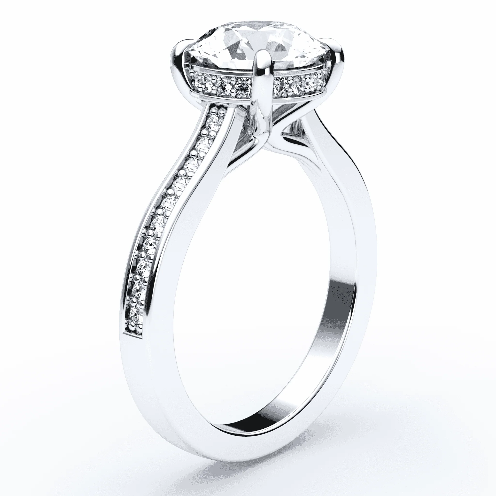 Cathedral Hidden Halo Bead Set Ring - Image 2