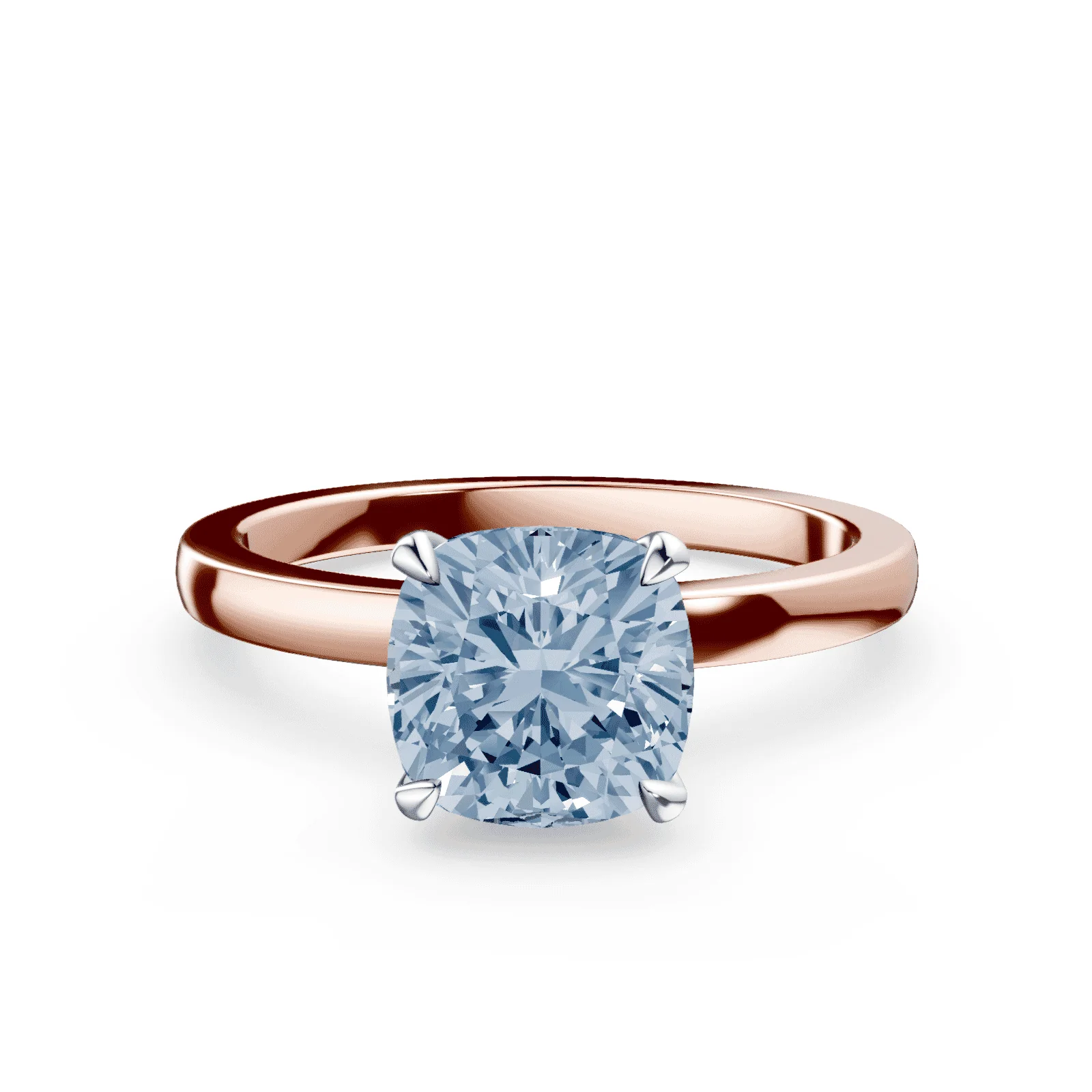 Cushion Cut Blue Diamond Ring