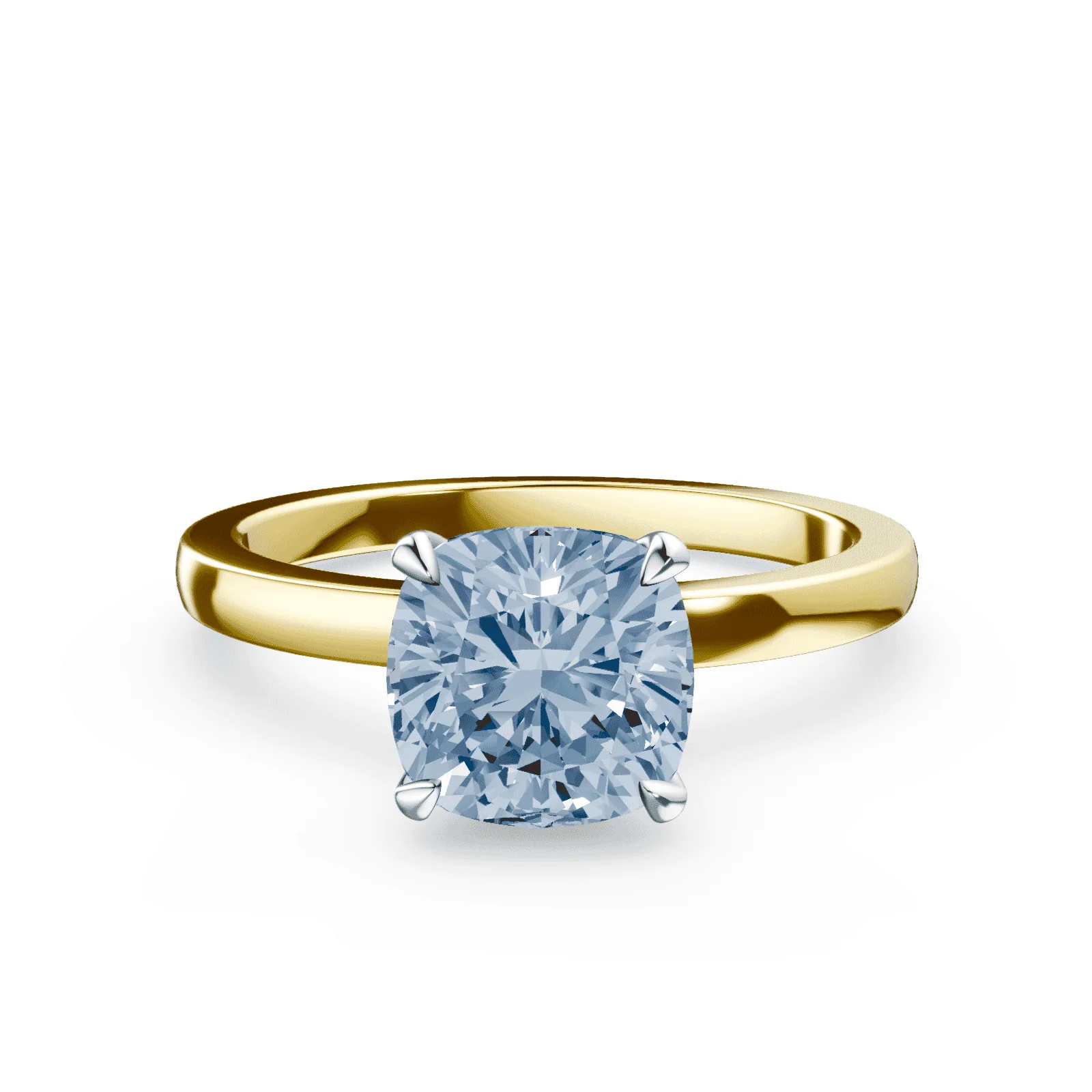 Cushion Cut Blue Diamond Ring