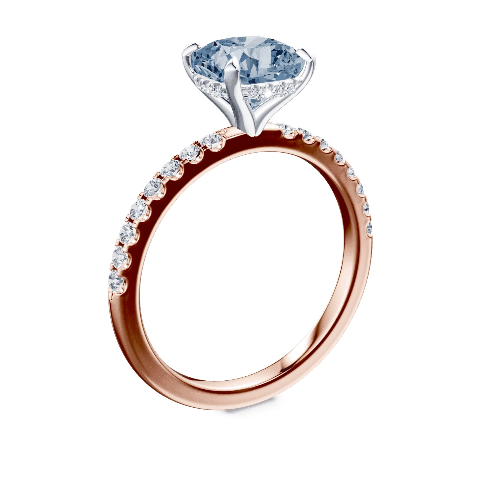 Cushion Cut Blue Diamond Pave Ring - Image 2