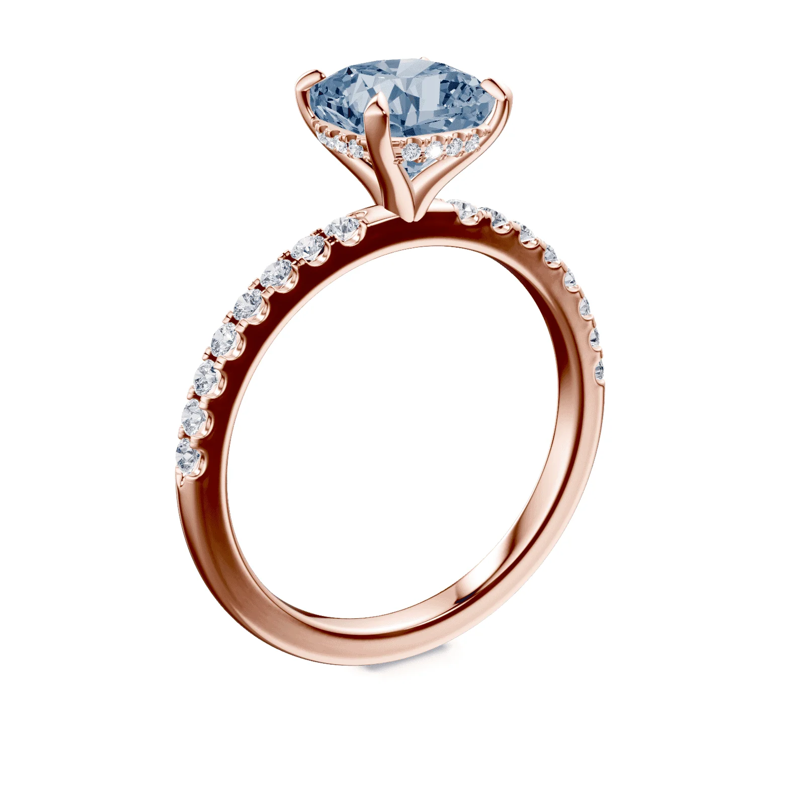 Cushion Cut Blue Diamond Pave Ring - Image 2