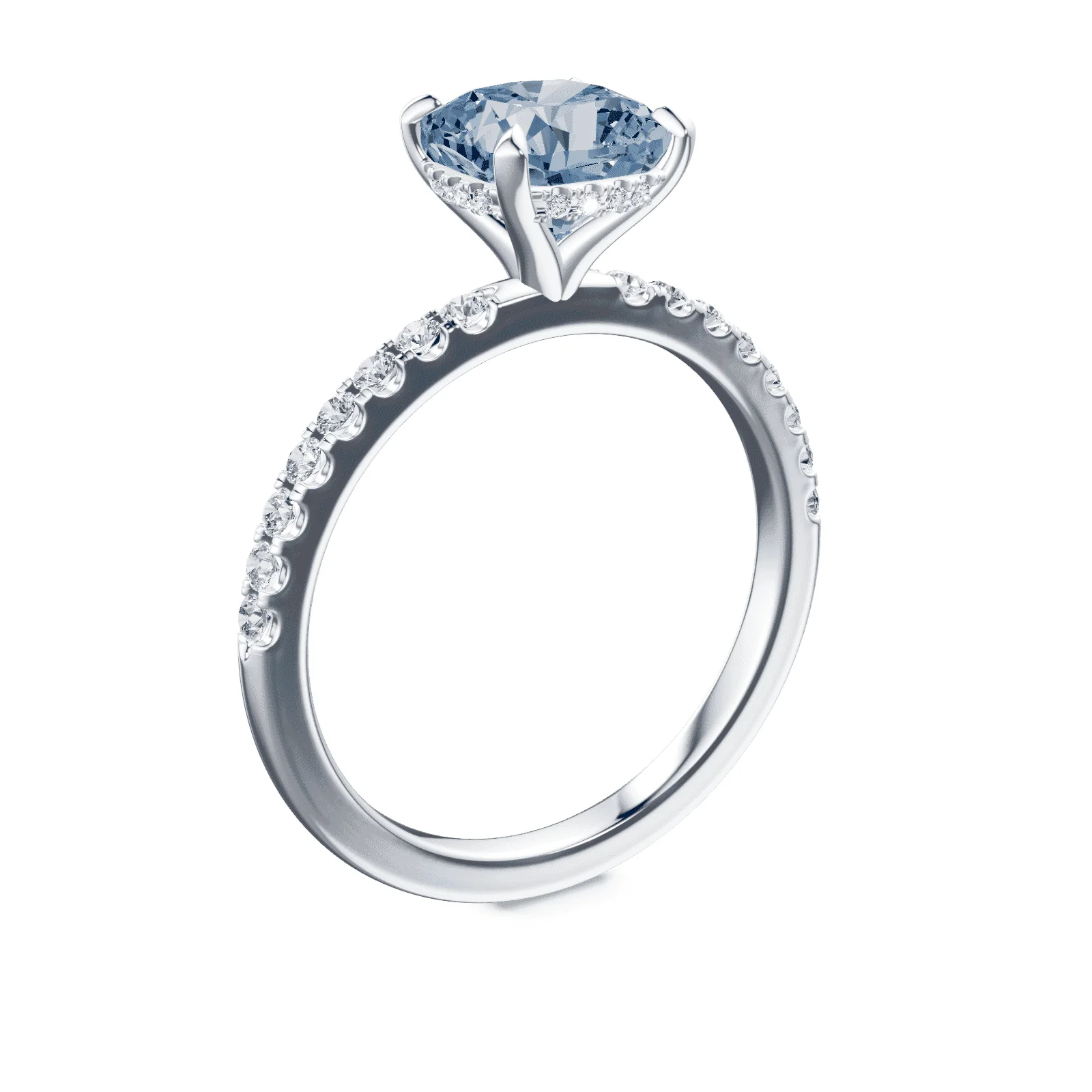 Cushion Cut Blue Diamond Pave Ring - Image 2