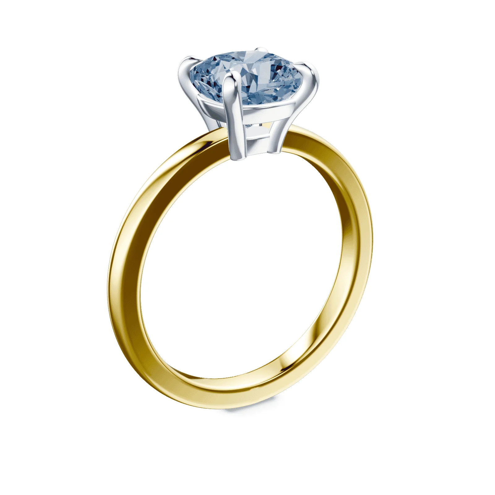 Cushion Cut Low Profile Blue Diamond Ring - Image 2