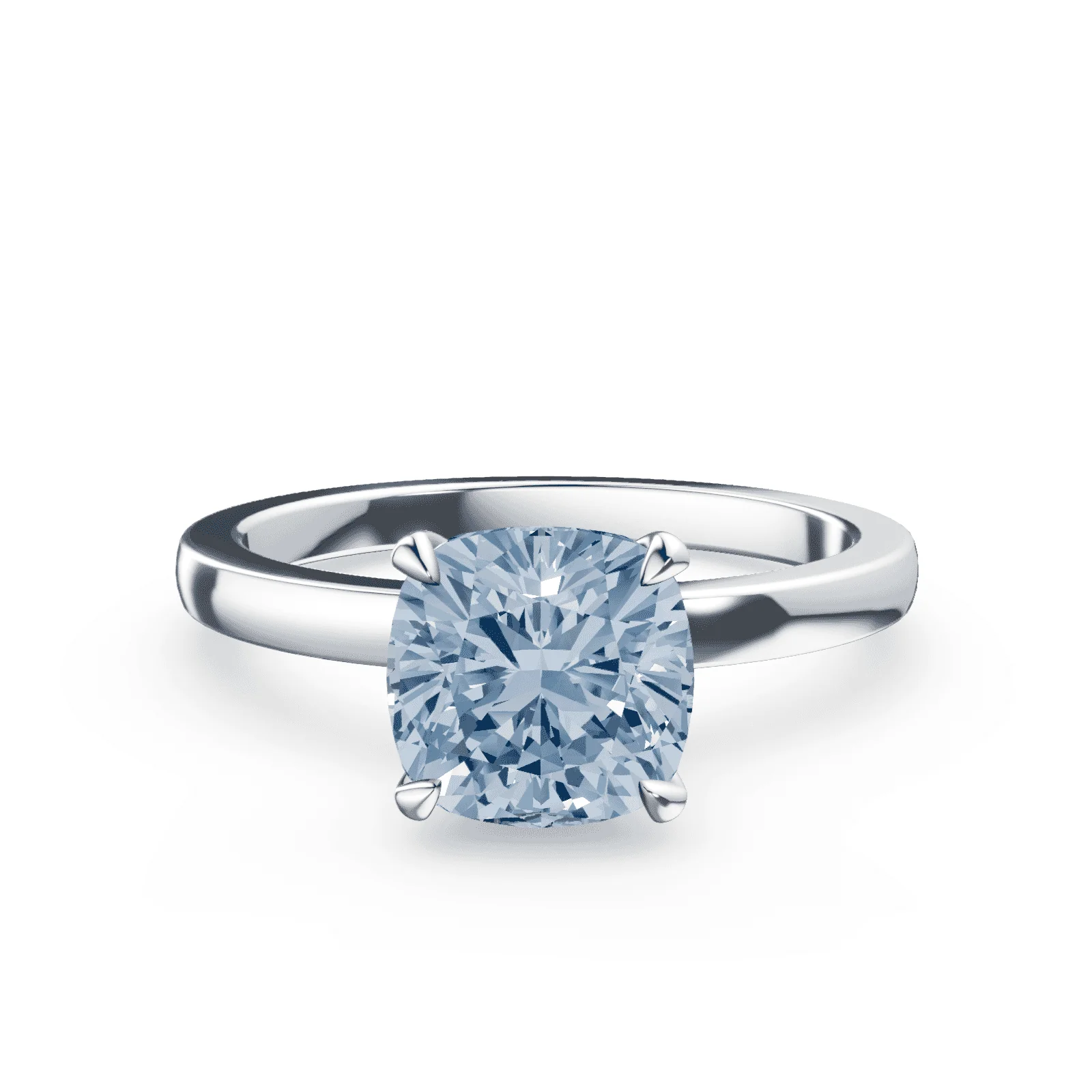 Cushion Cut Blue Diamond Ring