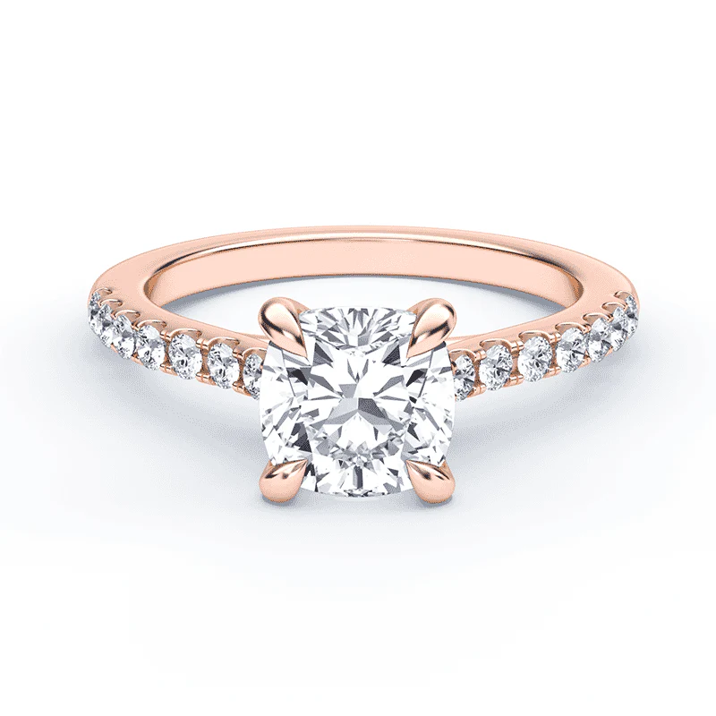 Cushion Cut Mini Cathedral Pave Ring