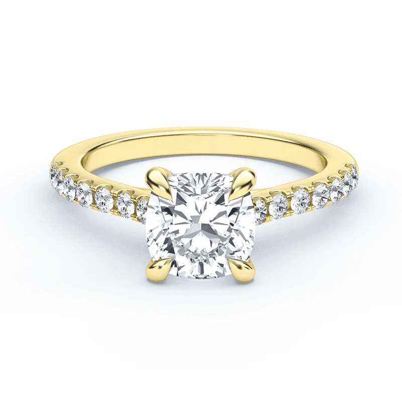 Cushion Cut Mini Cathedral Pave Ring