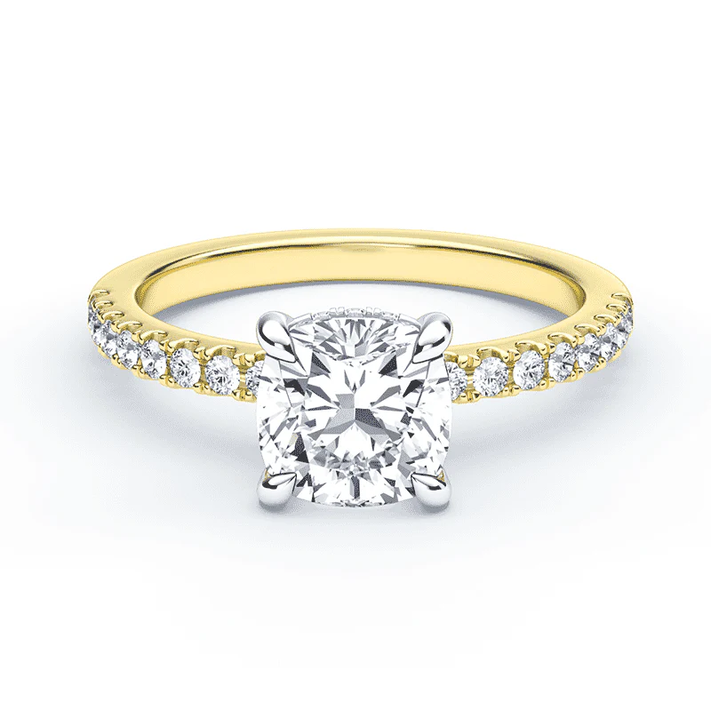 Cushion Hidden Halo Pave Ring
