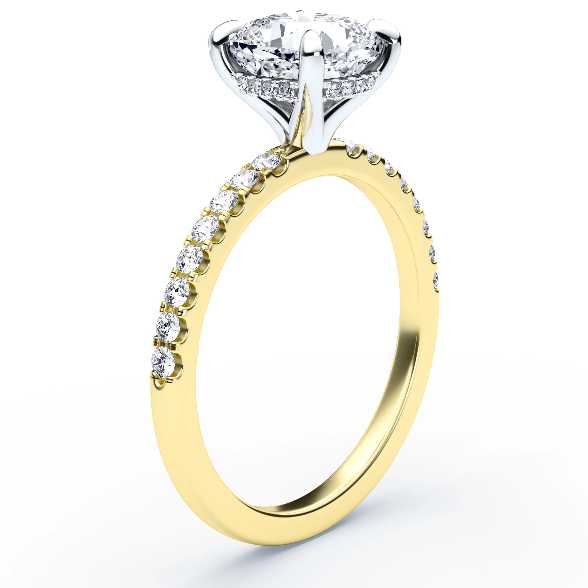 Cushion Hidden Halo Pave Ring - Image 2