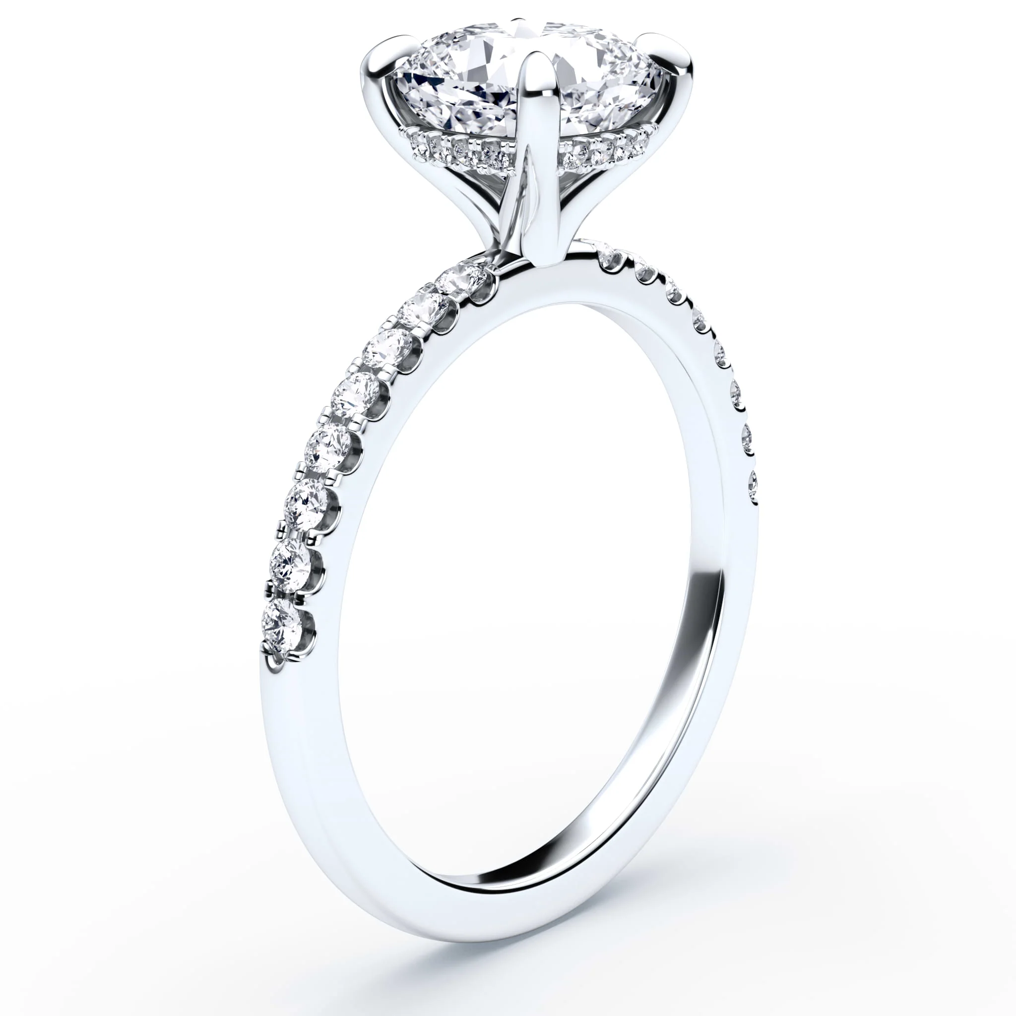 Cushion Hidden Halo Pave Ring - Image 2