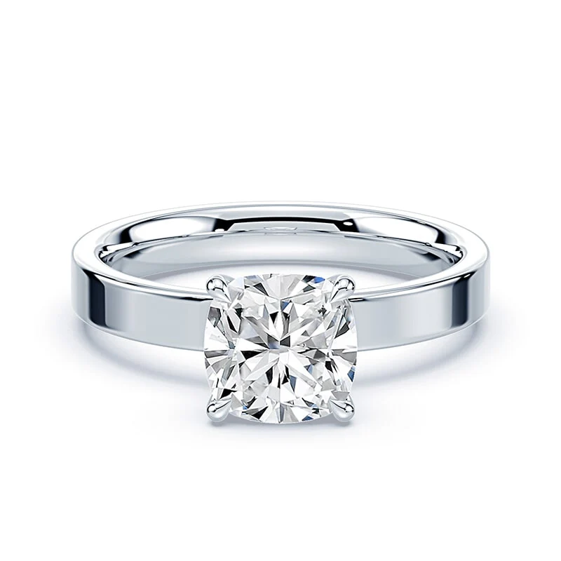 Cushion Hidden Halo Wide Ring
