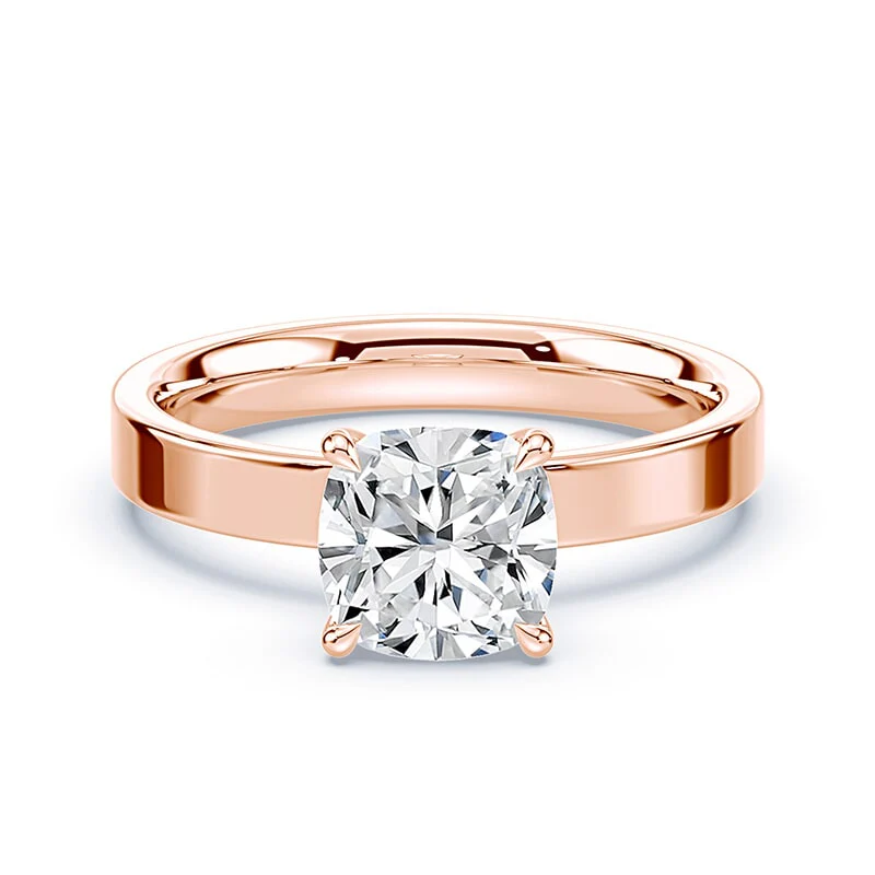 Cushion Pave Prongs Wide Solitaire