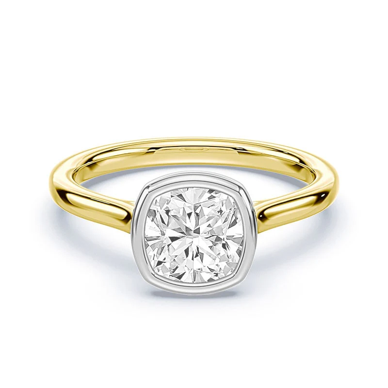 Cushion Cut Cathedral Bezel Ring
