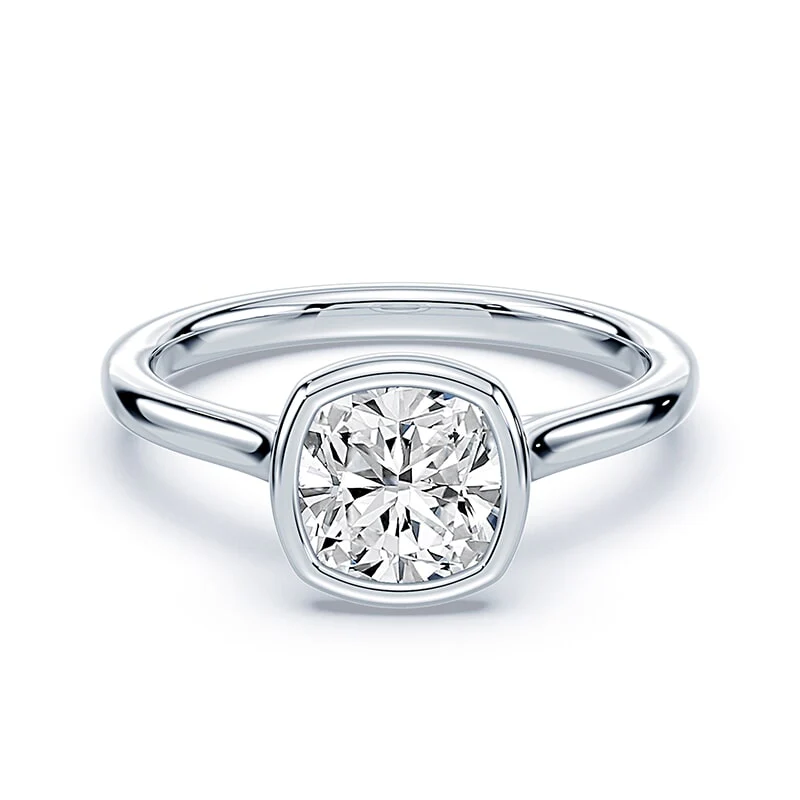 Cushion Cut Cathedral Bezel Ring
