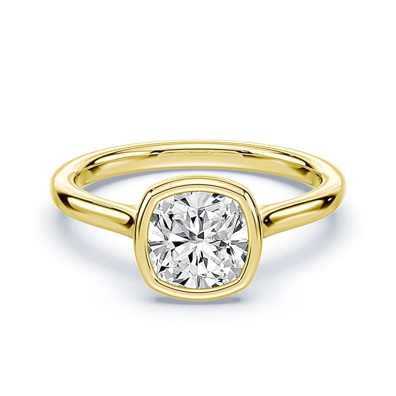 Cushion Cut Cathedral Bezel Ring