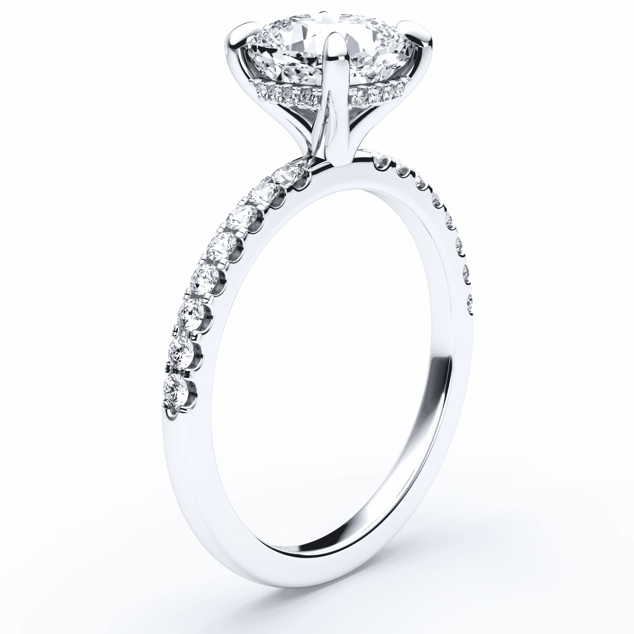Cushion Cut Hidden Halo Pave Ring - Image 2