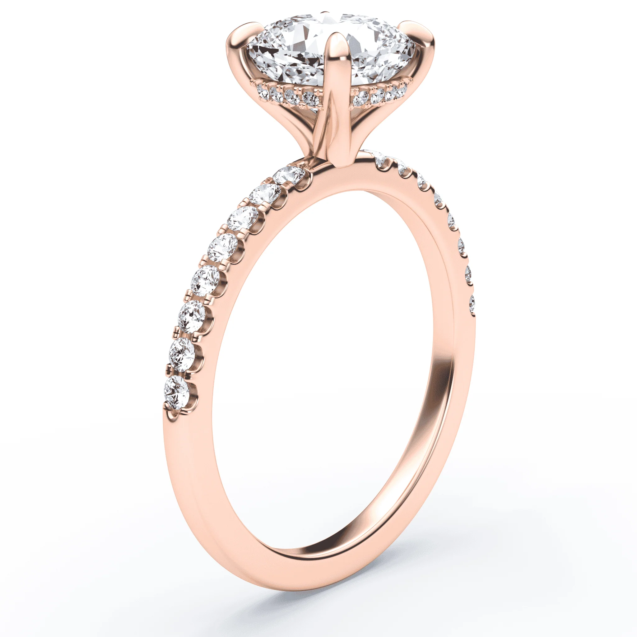 Cushion Cut Hidden Halo Pave Ring - Image 2