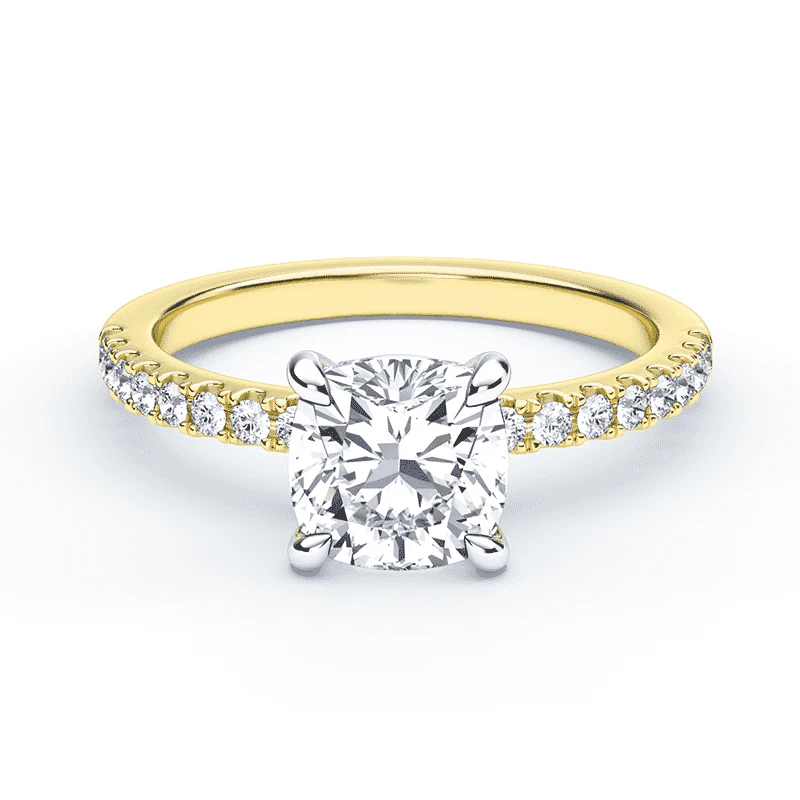 Cushion Cut Low Profile Pave Ring