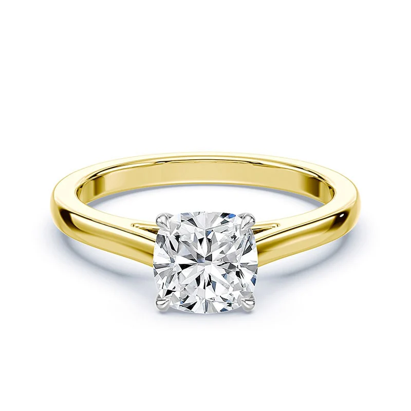 Cushion Cut Sleek Cathedral Ring