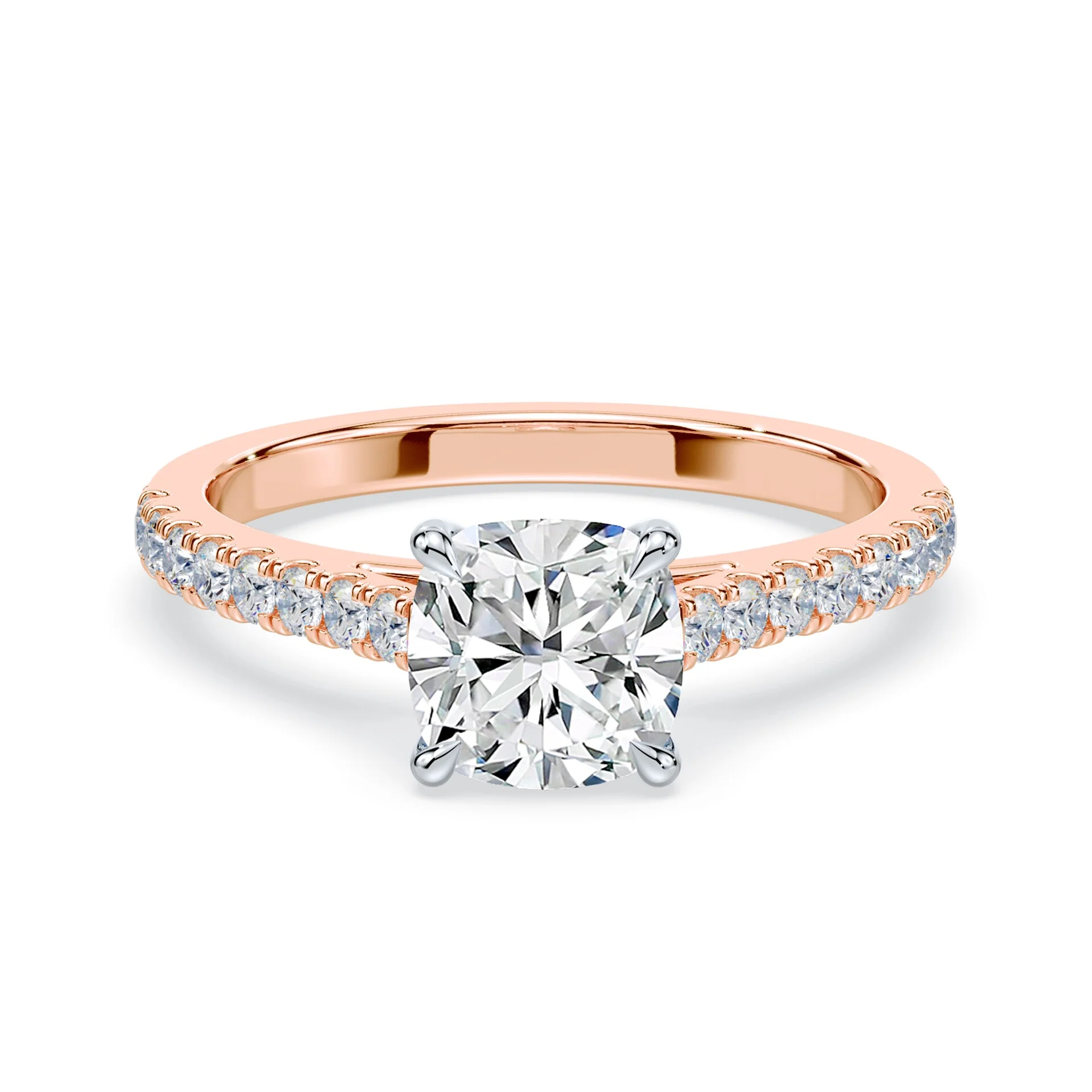 Cushion Cut Sleek Pave Cathedral