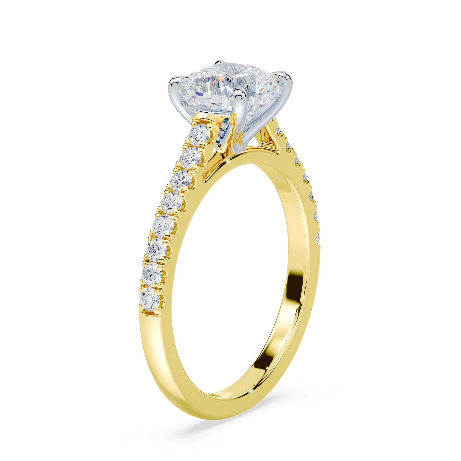 Cushion Cut Sleek Pave Cathedral - Image 2