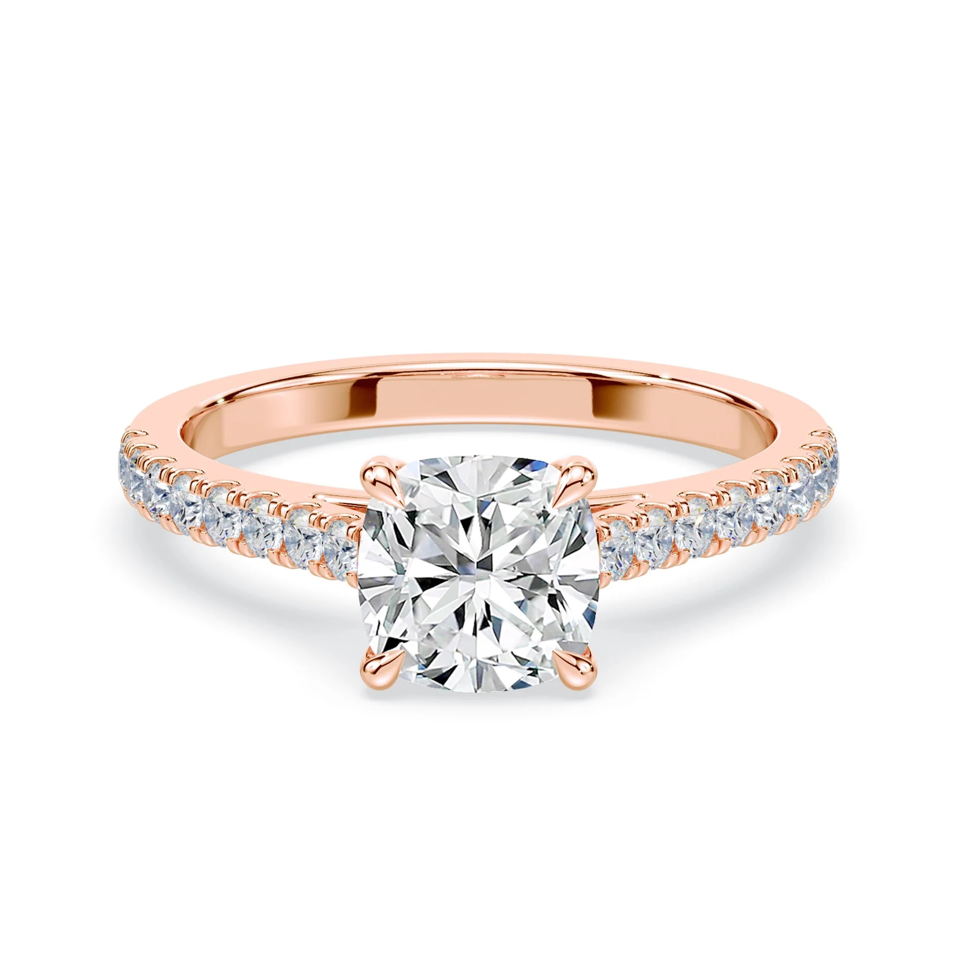 Cushion Cut Sleek Pave Cathedral