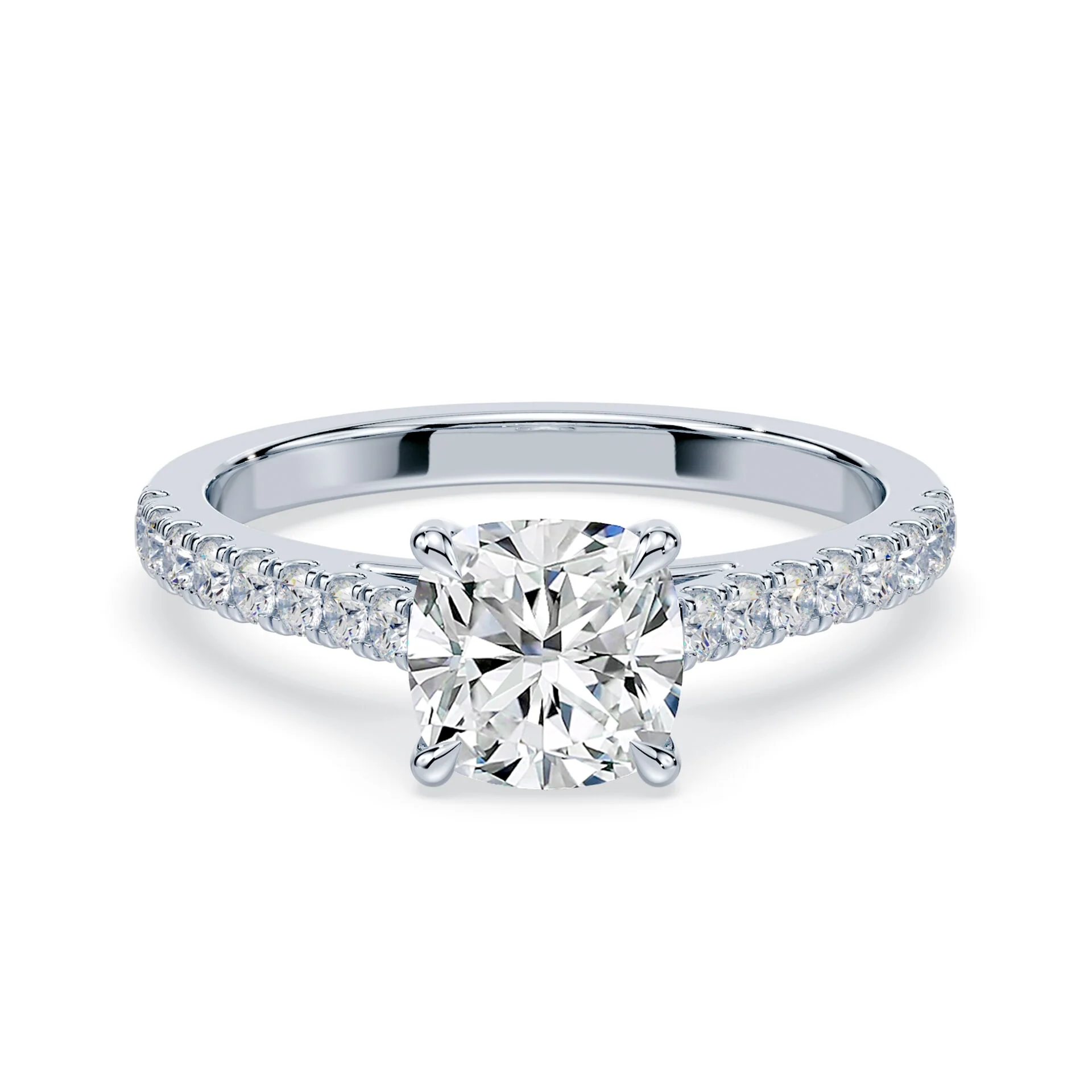 Cushion Cut Sleek Pave Cathedral