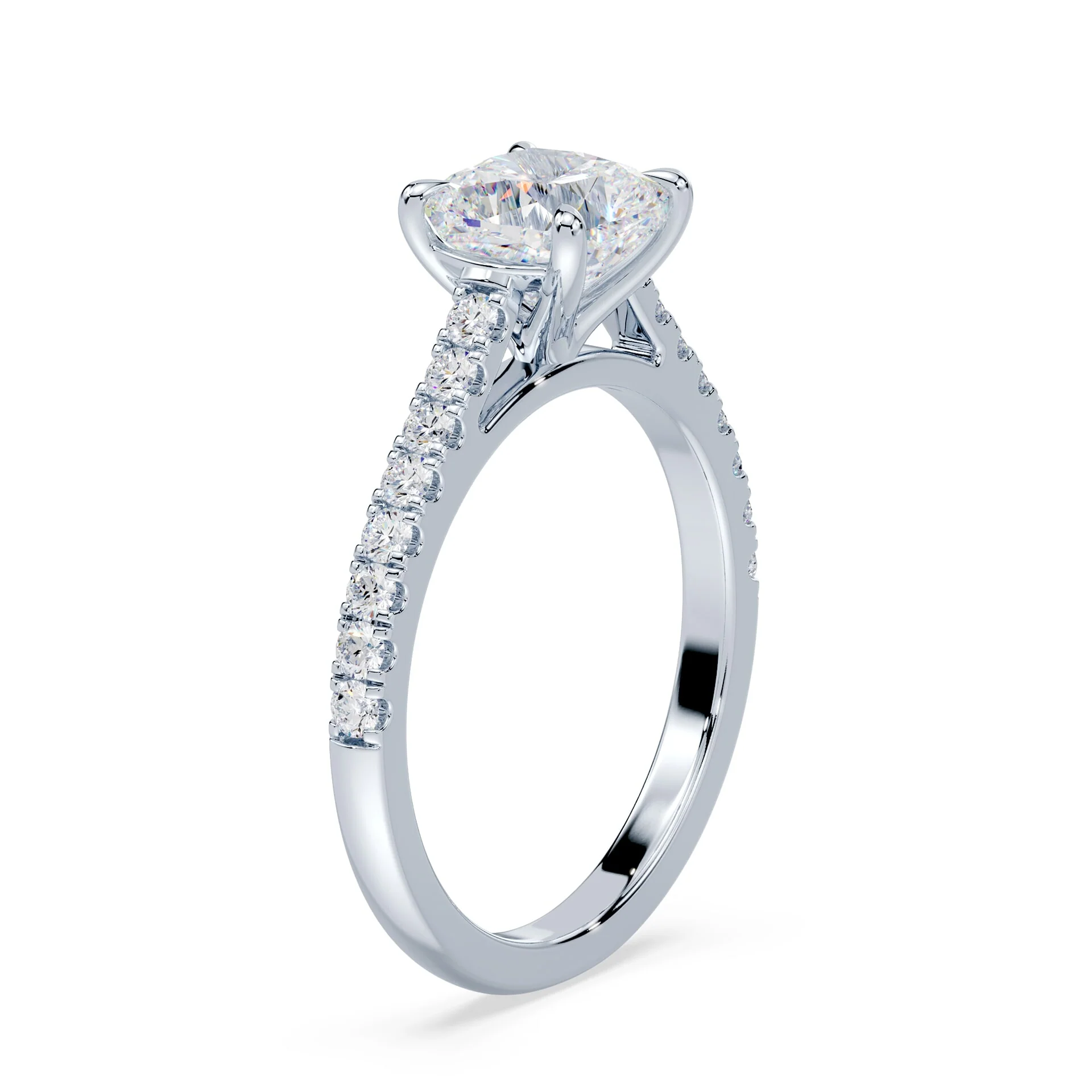 Cushion Cut Sleek Pave Cathedral - Image 2
