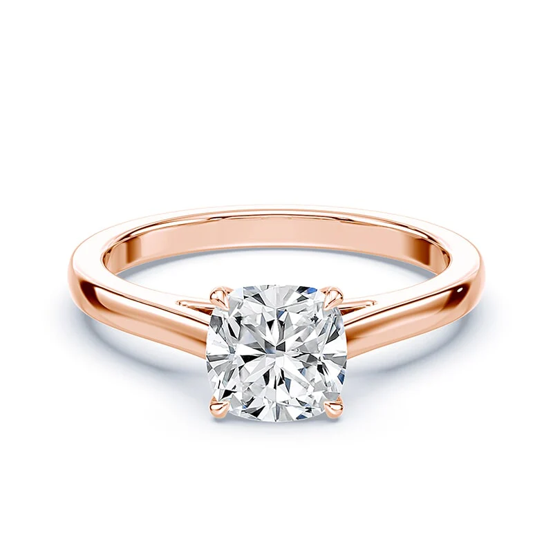 Cushion Cut Sleek Cathedral Ring