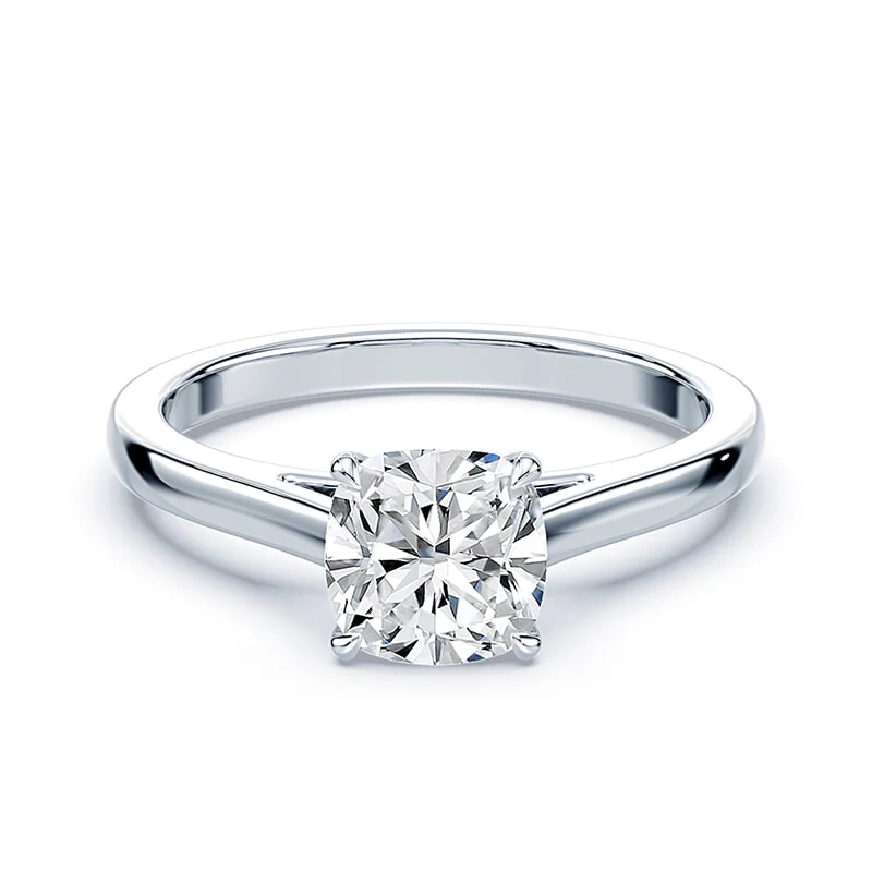 Cushion Cut Sleek Cathedral Ring