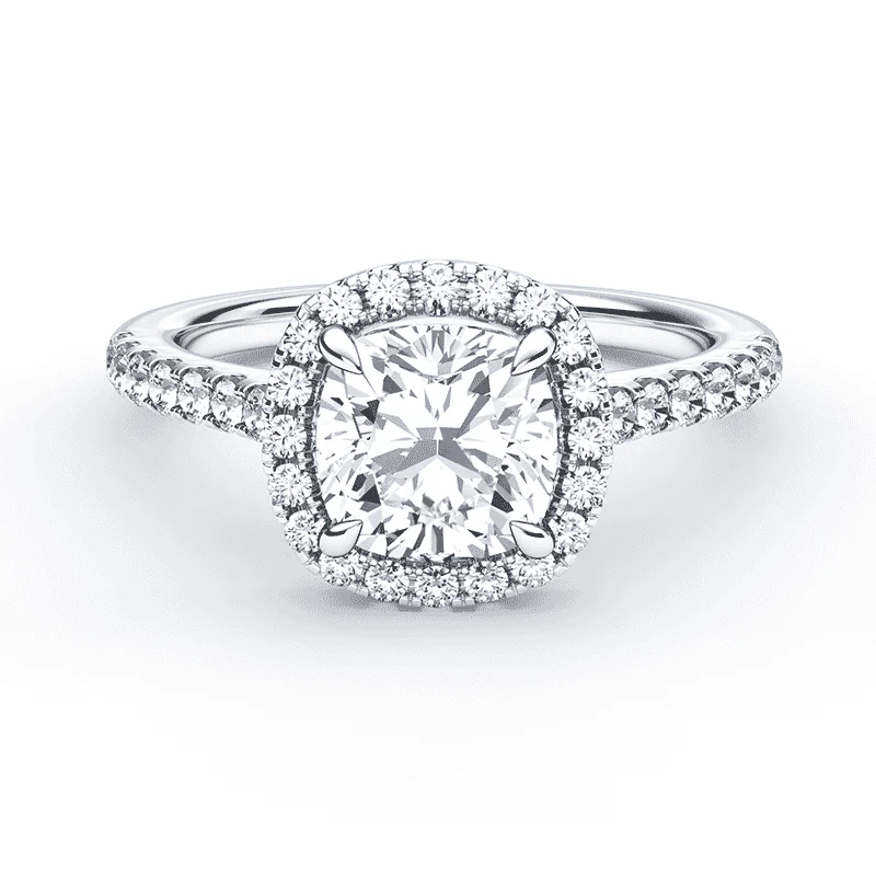 Cushion Cut Halo Pave Ring