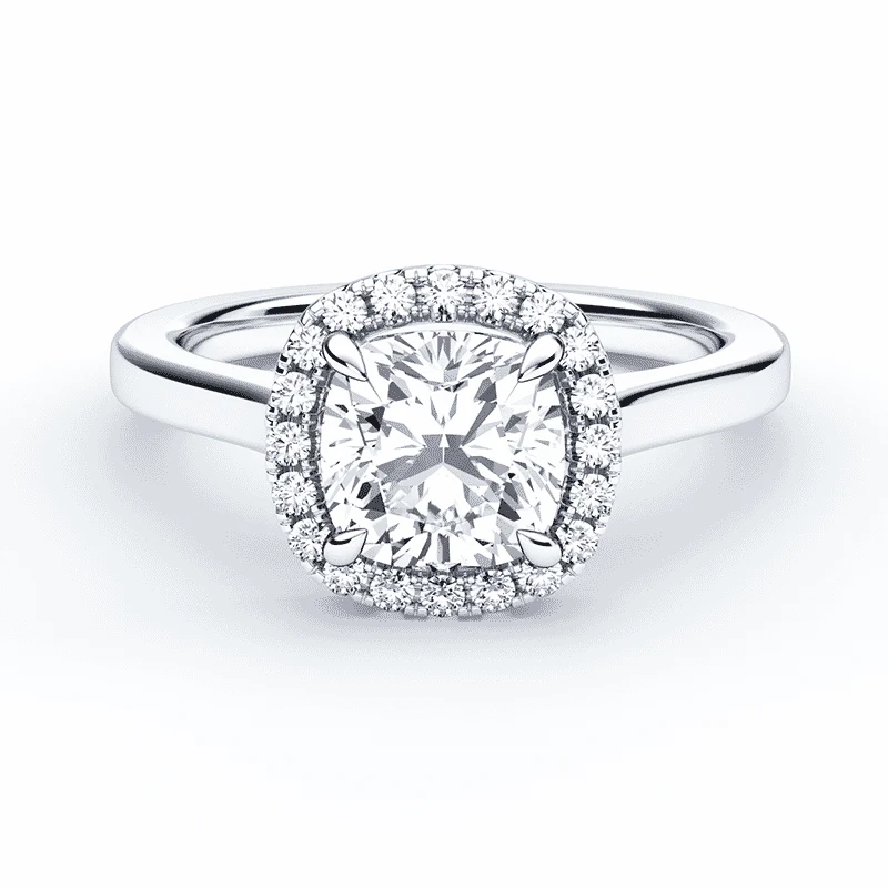 Cushion Cut Halo Engagement Ring