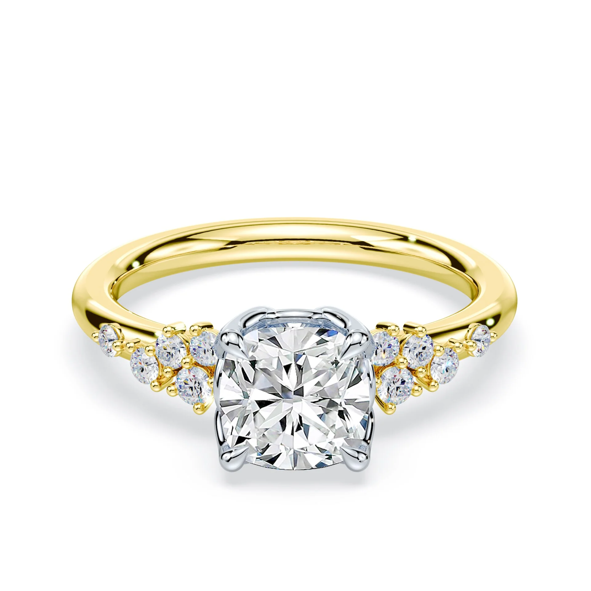 Cushion Cut Petals Cluster Ring
