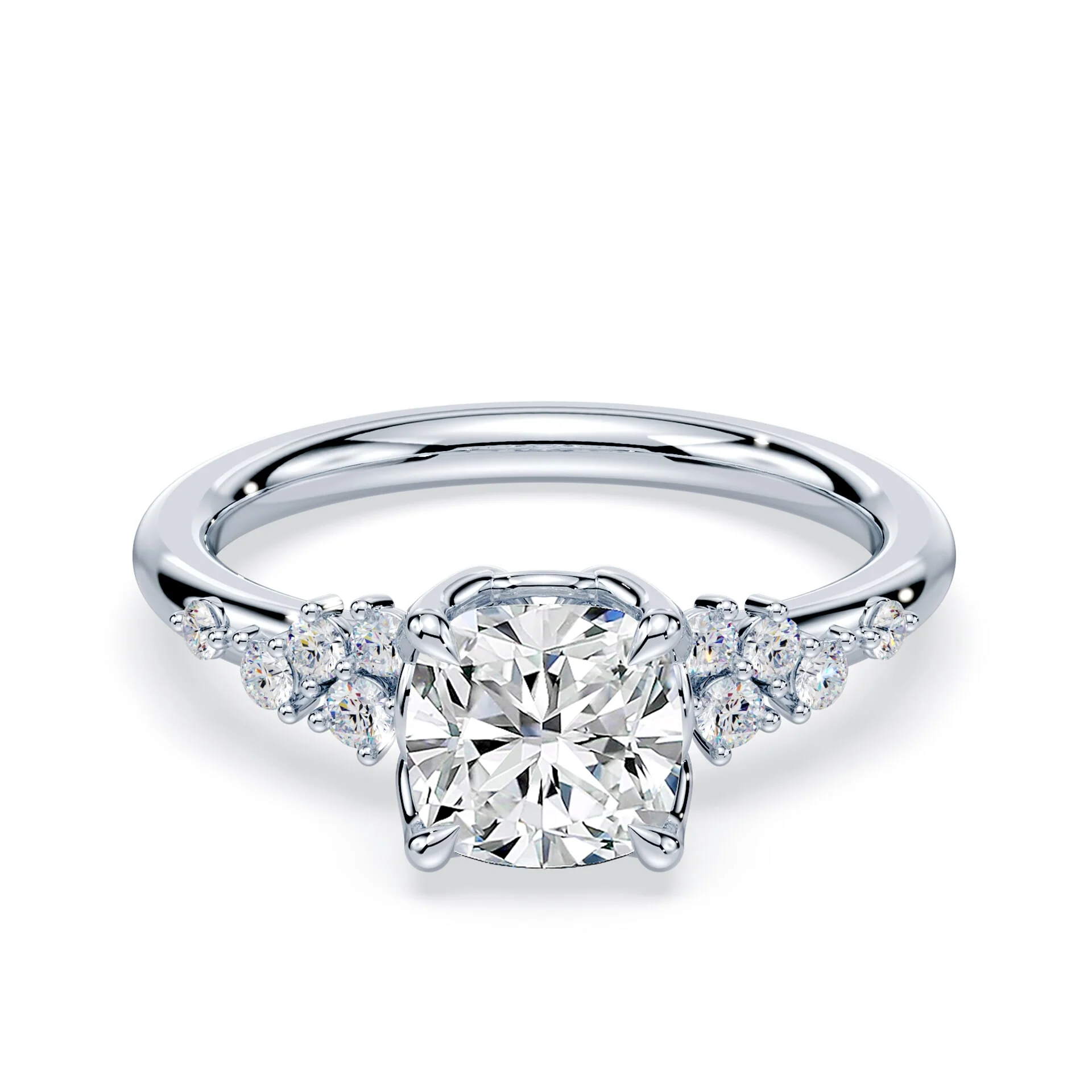 Cushion Cut Petals Cluster Ring