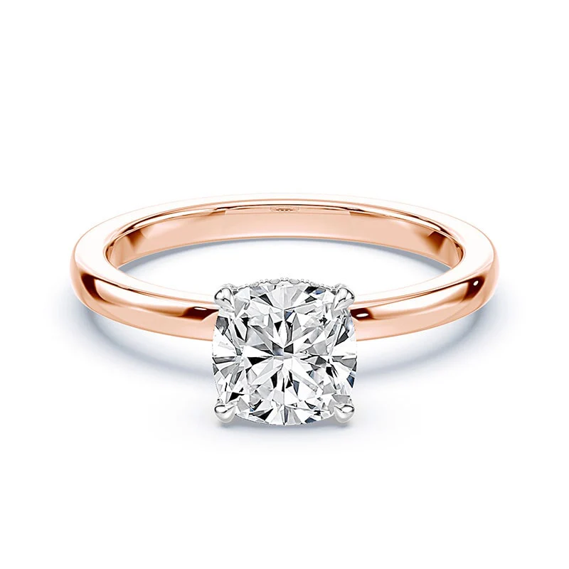 Cushion Cut Pave Prongs Solitaire
