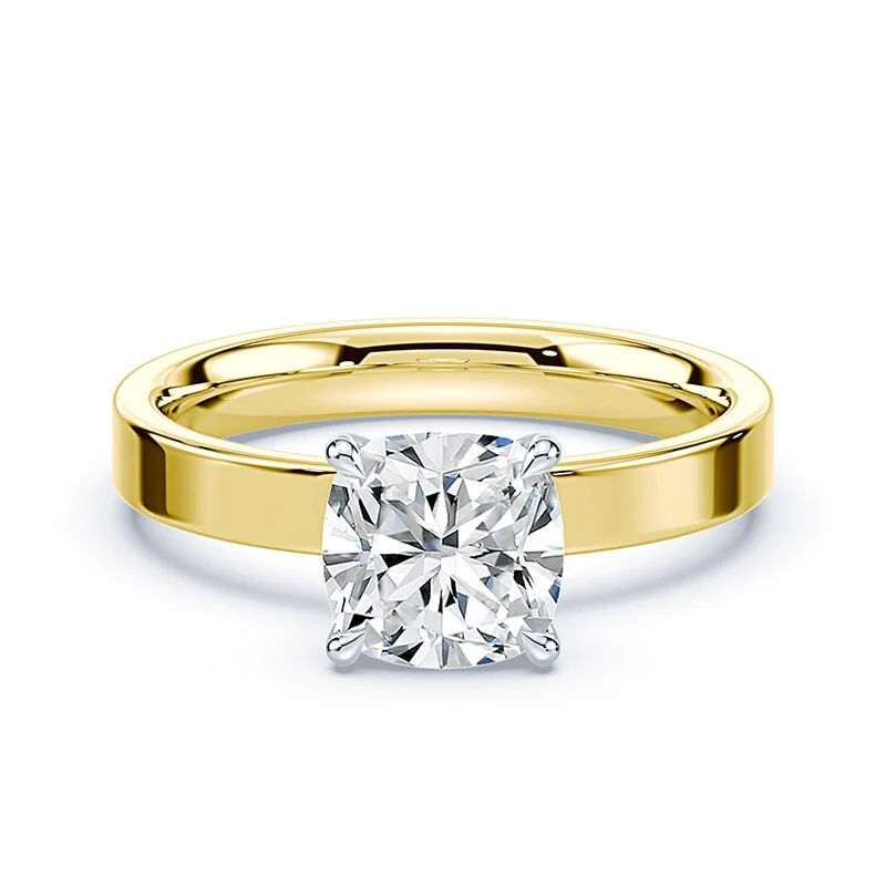 Cushion Cut Pave Prongs Wide Solitaire