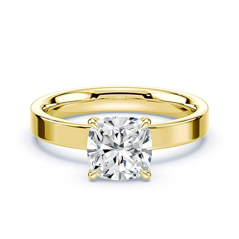 Cushion Cut Pave Prongs Wide Solitaire